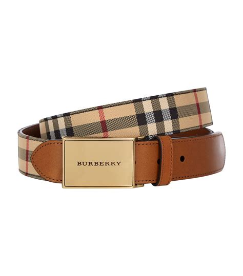 burberry house check gold buckle belt